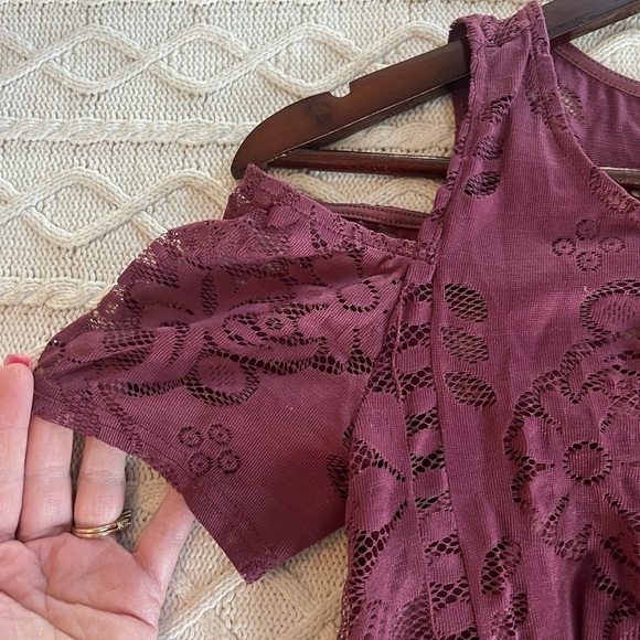 Altar’d State Mauve Lacey Nylon & Polyester Mid length Dress Women’s size XS - Picture 9 of 15